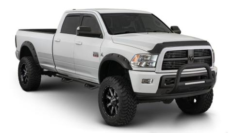 Black Max Coverage Pocket/Rivet Style Smooth Finish Rear Fender Flares For 2015-2020 Ford F150 Bushwacker