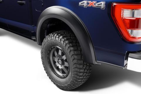 Black Extendafender Style Smooth Finish Rear Fender Flares For 2021-2026 Ford F150 Will Not Fit F150 Lightning Bushwacker