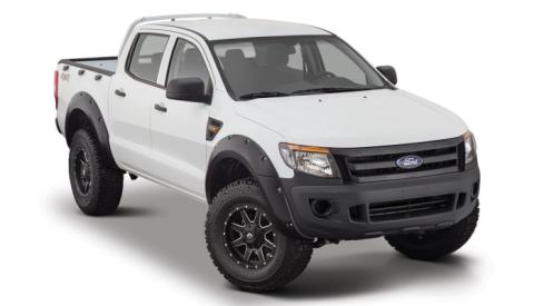 Black Pocket/Rivet Style Smooth Finish 4-Piece Fender Flare Set For 2011-2018 Ford Ranger Bushwacker
