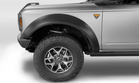 Black Extendafender Style Smooth Finish 4-Piece Fender Flare Set For 2021-2023 Ford Bronco, 4-Dr Bushwacker