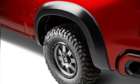 Black Extendafender Style Smooth Finish 4-Piece Fender Flare Set For 19-21 Chevrolet Silverado 1500 2022 Chevrolet Silverado 1500 Ltd Bushwacker