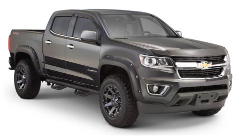 Black Pocket/Rivet Style Smooth Finish 4-Piece Fender Flare Set For 2015-2020 Chevrolet Colorado W/61.7 Inch Bed Bushwacker