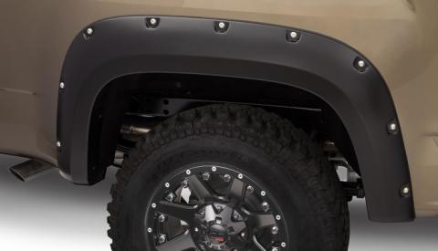 Black Pocket/Rivet Style Smooth Finish 4-Piece Fender Flare Set For 2015-2021 GMC Canyon W/61.7 Inch Bed Bushwacker