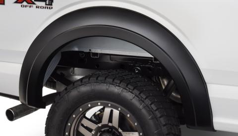 Black Extendafender Style Smooth Finish Rear Fender Flares For 2015-2020 Ford F150 Bushwacker