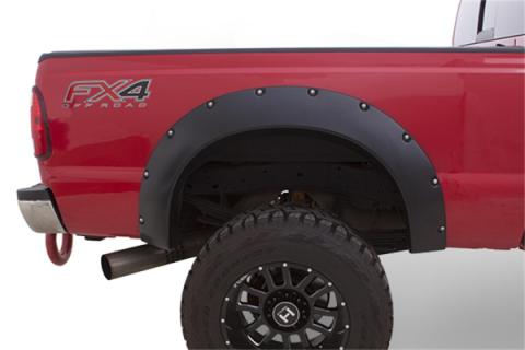 Black Cutout Style Smooth Finish Front Fender Flares For 2011-2016 Ford F250 To F-450 Super Duty Bushwacker