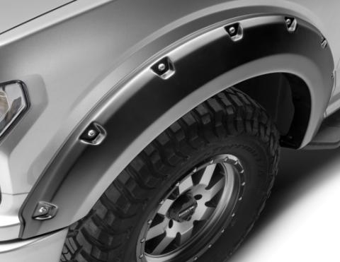 Black Pocket/Rivet Style Smooth Finish Front Fender Flares For 2018-2020 F150 W/78.9/97.6 Inch Bed 2018-2020 F150 W/67.1 Inch Bed Bushwacker