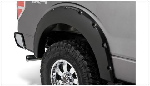 Black Pocket/Rivet Style Smooth Finish 4-Piece Fender Flare Set For 2009-2014 Ford F150 (Excludes Raptor) Bushwacker
