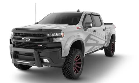 Pocket/Rivet Style Color Matched Silver Ice Metallic 4-Piece Fender Flare Set For 20-21 Chevrolet Silverado 1500 2022 Chevrolet Silverado 1500 Ltd Bushwacker