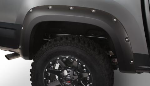 Black Pocket/Rivet Style Smooth Finish 4-Piece Fender Flare Set For 2015-2020 Chevrolet Colorado W/61.7 Inch Bed Bushwacker