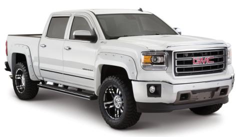 Black Boss Pocket/Rivet Style Smooth Finish 4-Piece Fender Flare Set For 2016-2018 GMC Sierra 1500 Fits 69.3 Inch Bed Bushwacker