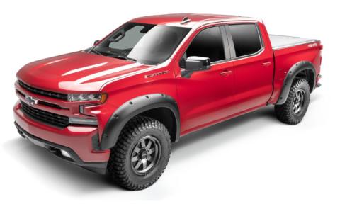 Black Forge Pocket/Rivet Textured Finish 4-Pc Fender Flare Set For 14-15 Chev Silverado 1500 Bushwacker