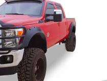 Black Cutout Style Smooth Finish Front Fender Flares For 2011-2016 Ford F250 To F-450 Super Duty Bushwacker