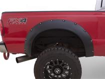Black Cutout Style Smooth Finish Front Fender Flares For 2011-2016 Ford F250 To F-450 Super Duty Bushwacker