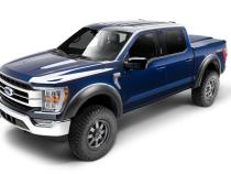 Black Extendafender Style Smooth Finish Rear Fender Flares For 2021-2026 Ford F150 Will Not Fit F150 Lightning Bushwacker