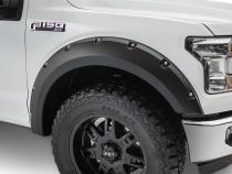 Black Pocket/Rivet Style Smooth Finish 4-Piece Fender Flare Set For 2015-2017 Ford F150 (Excludes Models W/Tech Package) Bushwacker