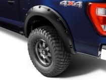 Black Pocket/Rivet Style Smooth Finish 4-Piece Fender Flare Set For 2021-2026 Ford F150 Will Not F150 Lightning Bushwacker