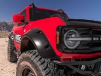 Black Pocket/Rivet Style Smooth Finish Front Fender Flares For 2021-2023 Ford Bronco 2-DR Bushwacker