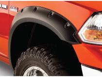 Black Pocket/Rivet Style Smooth Finish 4-Piece Fender Flare Set For 2006-2008 Dodge Ram 1500 2006-2009 Ram 2500, 3500 Fits 97.9/98.3 Inch Bed Bushwacker